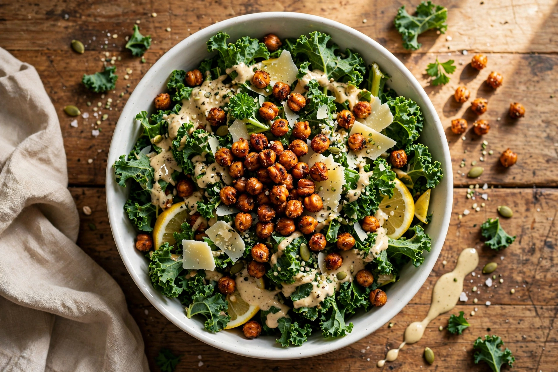 Hearty Kale Salad with Crunchy Chickpeas